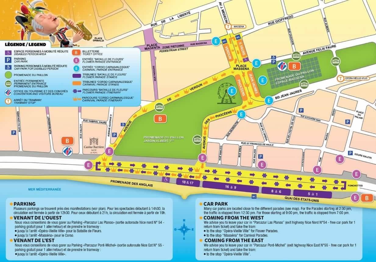 Plan des tribunes du carnaval de Nice 2015