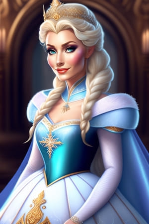 Dessin de Elsa la Reine des Neiges avec sa couronne et sa robe