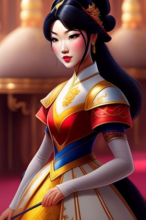 Dessin de Mulan en robe et avec sa couronne