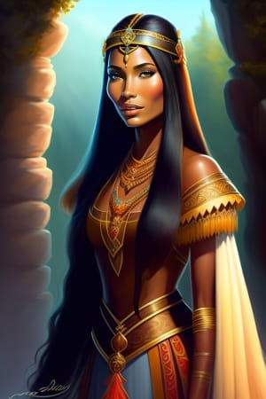 Dessin de Pocahontas avec sa couronne