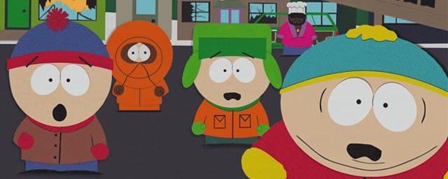 Les personnages de South Park : Cartman, kenny, kyle et stan