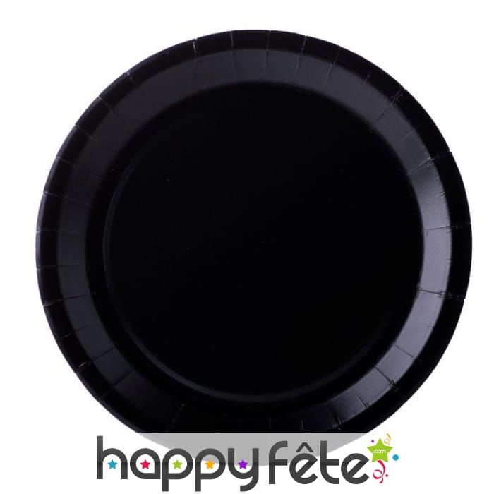 10 Assiettes rondes noires de 22cm, en carton