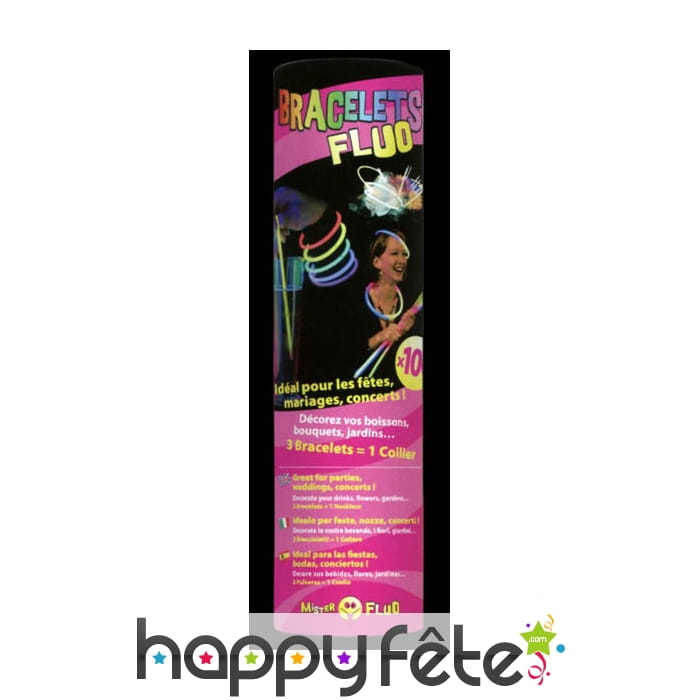 100 bracelets lumineux multicolores