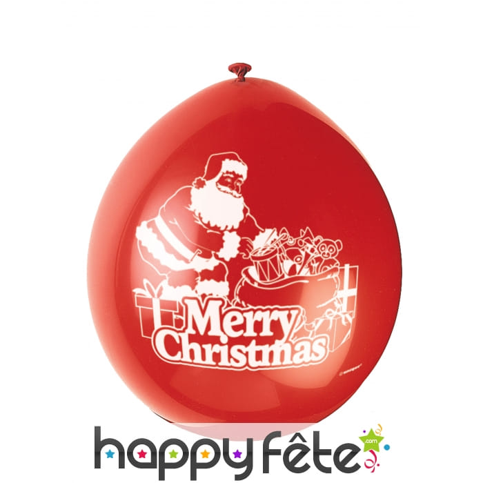 10 Ballons Merry Christmas rouges