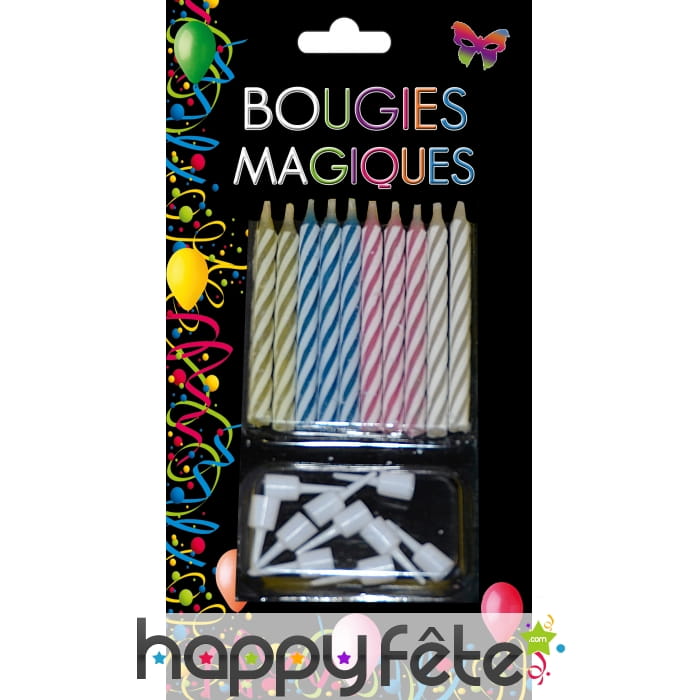 10 Bougies magiques avec bobeches