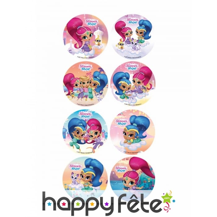18 disques Shimmer & Shine friends en sucre 3,4cm