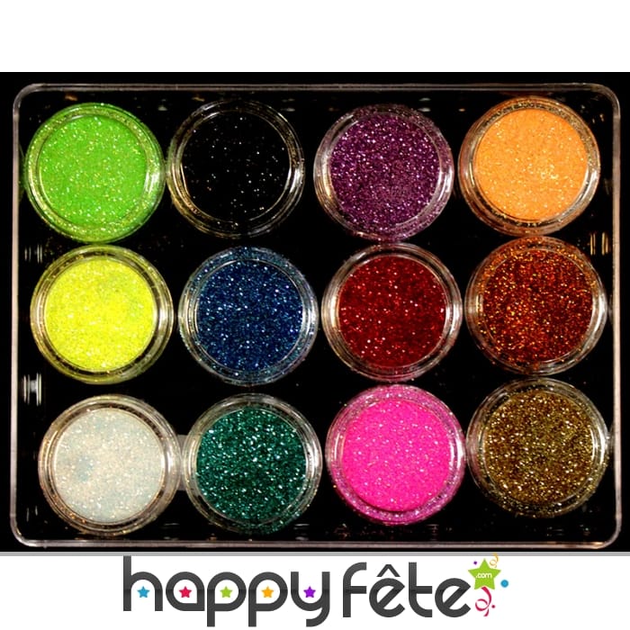 12 pots à paillettes de 5 ml, cosmétiques