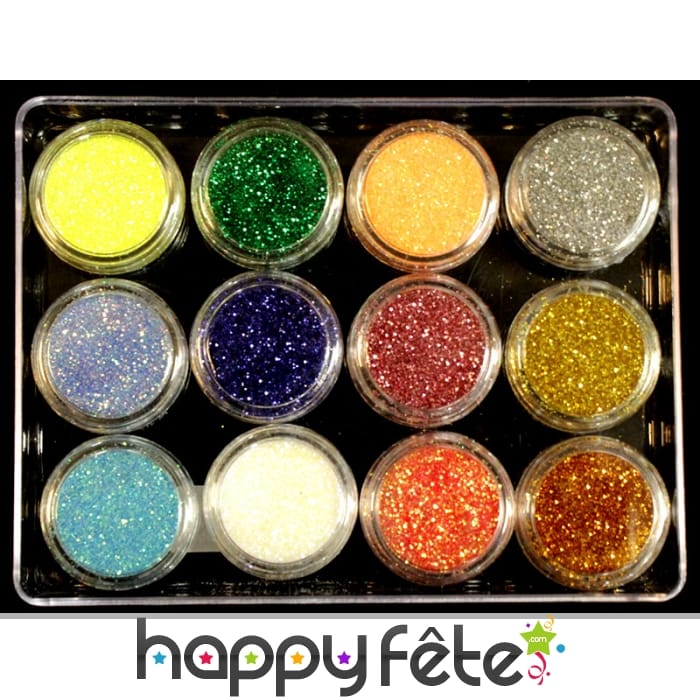 12 pots de paillettes cosmétiques de 5ml