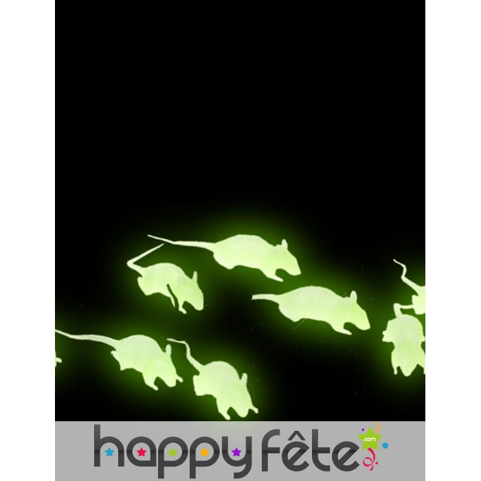 12 petits Rats phosphorescents de 4cm
