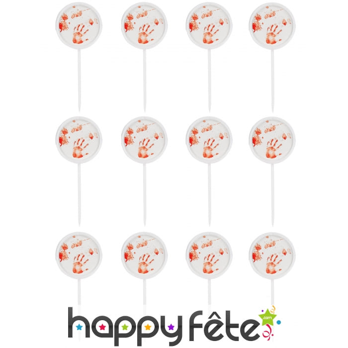 12 Pics surmontés d'une déco mains en sang