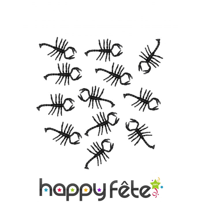 12 Scorpions noirs décoratifs de 7cm
