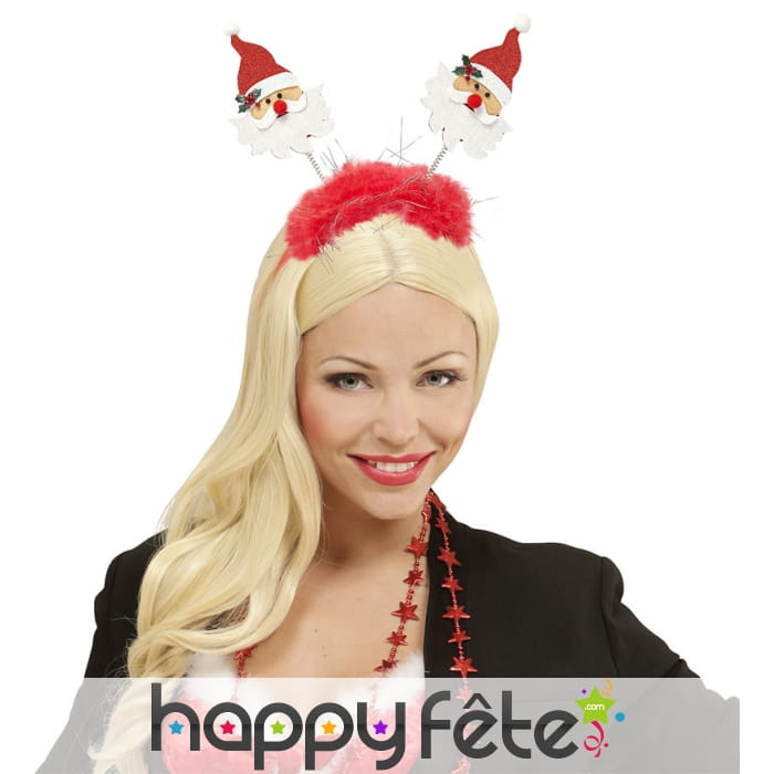 12 serres tête guirlande avec 2 pères noël, adulte