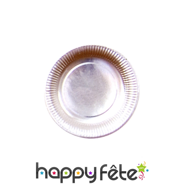 20 assiettes en carton argenté de 23 cm