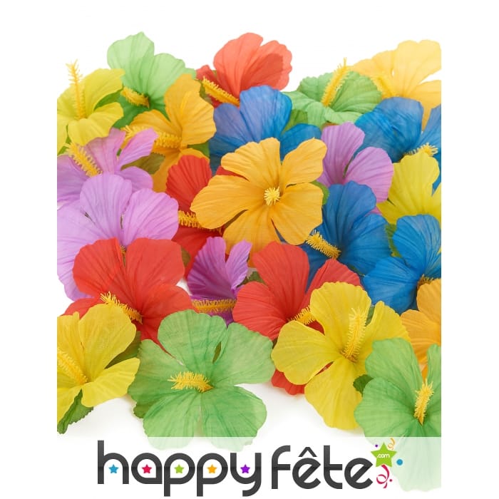 24 fleurs hawaïennes multicolores en tissu