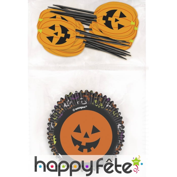 24 Moules à cupcakes citrouille et pics