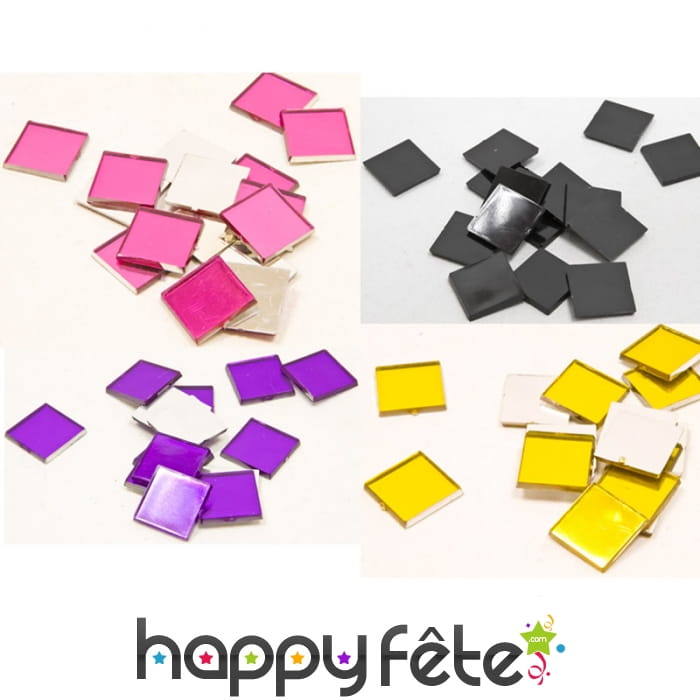 20 mini miroirs carrés colorés