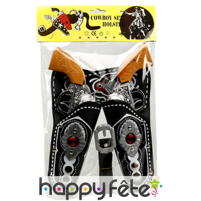 2 pistolets avec étuis noirs pour adulte