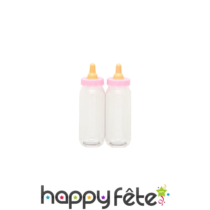 2 petits biberons rose décoratifs