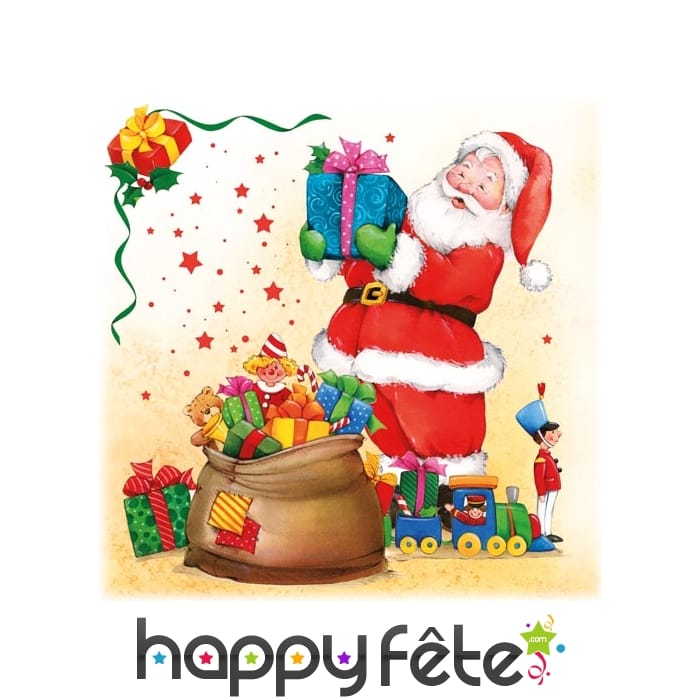 20 Serviettes Père Noël décorées