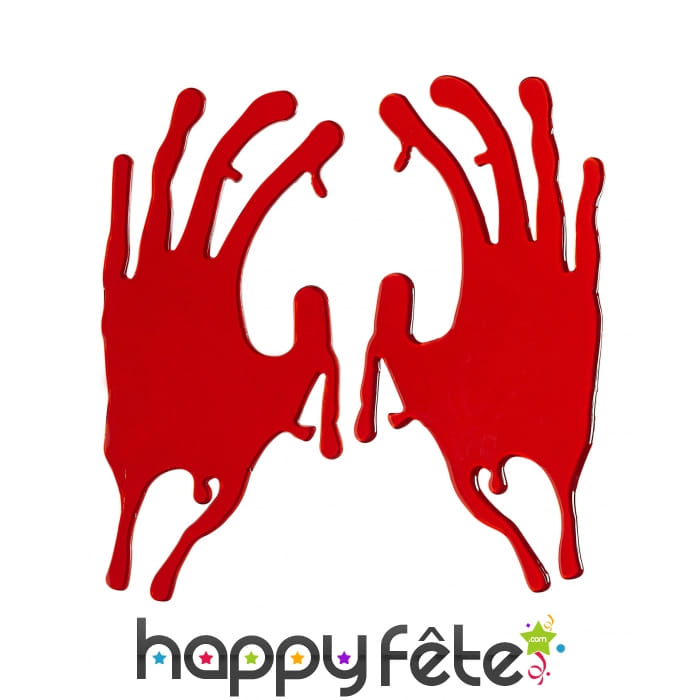 2 Traces de mains en sang de 10x23cm
