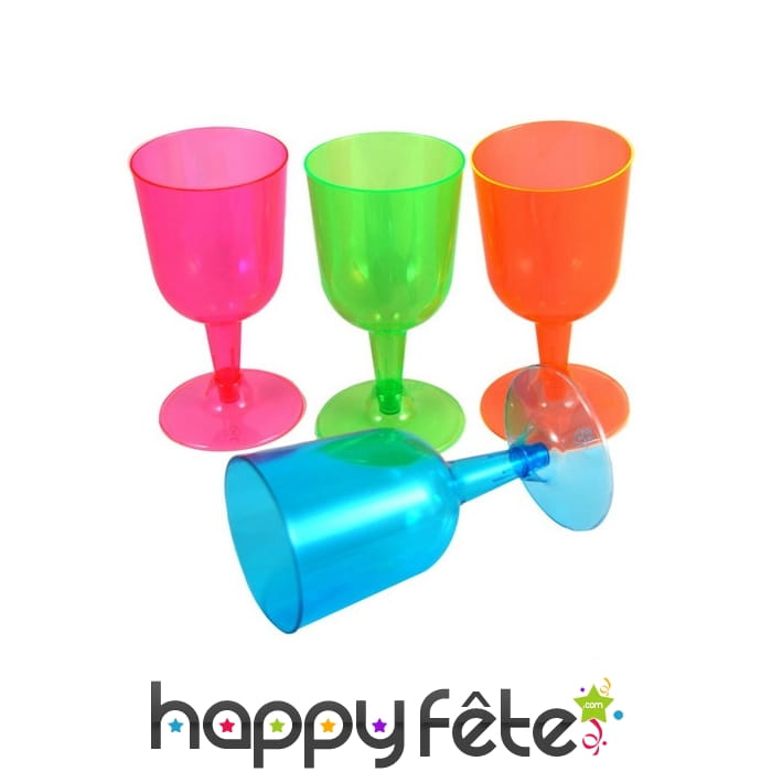 20 Verres à Vin multicolores en plastique