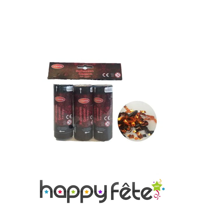 3 Canons à confettis Halloween de 11cm