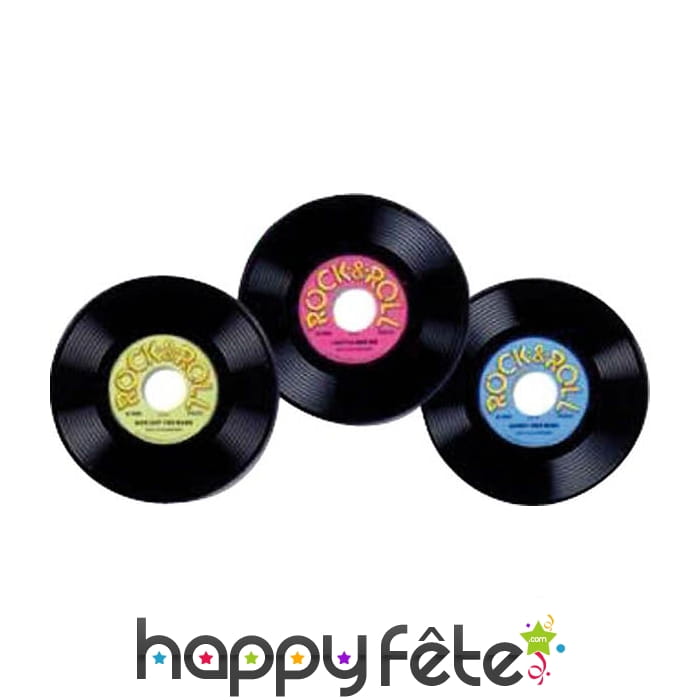 3 disques vinyl en plastique, déco