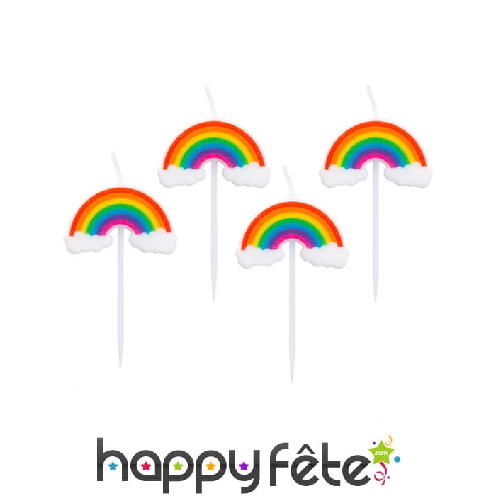 4 Bougies arc-en-ciel de 8 cm