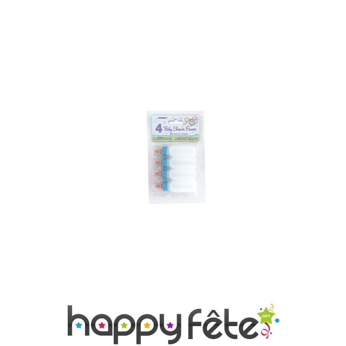 4 biberons bleus Hochets