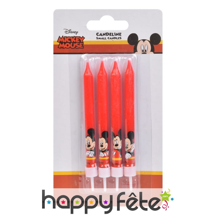 4 Bougies de Mickey Mouse pour gâteau, 9 cm