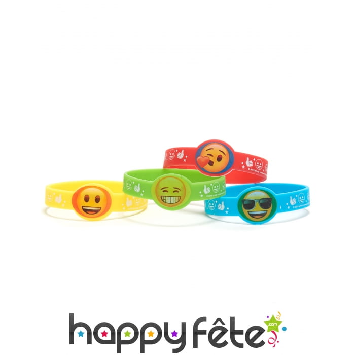 4 Bracelets en caoutchouc émoticones