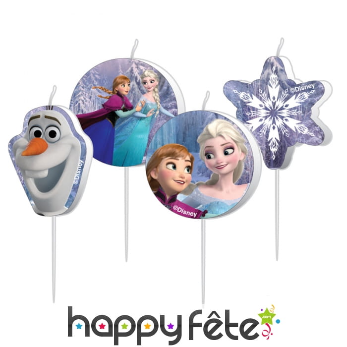 4 bougies reine des neiges, sur bâton