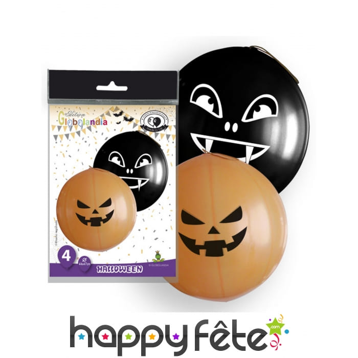 4 Ballons têtes de citrouille d'halloween, 47 cm