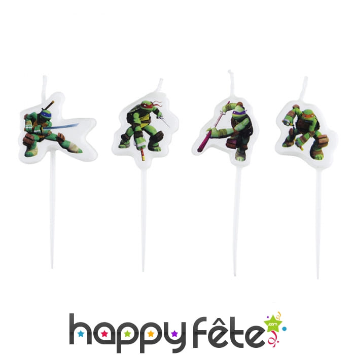 4 bougies Tortues Ninja sur bâton