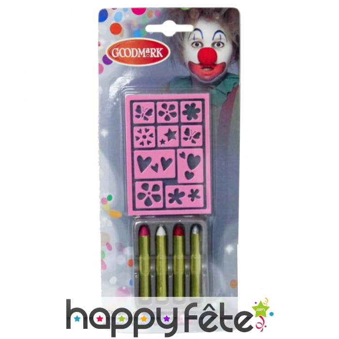 4 crayons de maquillage avec pochoir