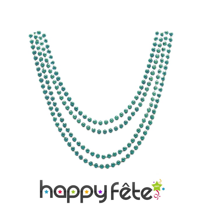 4 colliers verts metalisés de 81cm