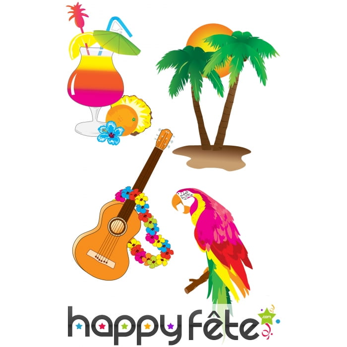 4 Décors Hawai en carton plat