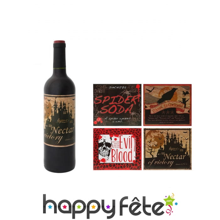 4 étiquettes Halloween pour bouteille
