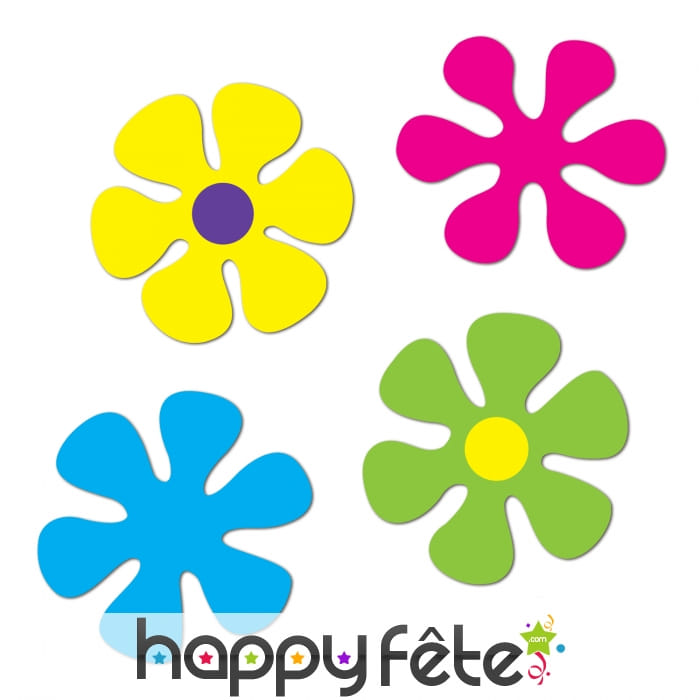 4 Fleurs années 60 en carton de 30 à 34cm