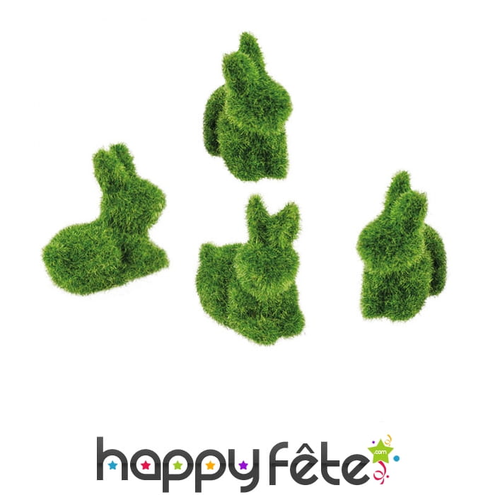 4 lapins verts en aspect mousse, 3,5x4cm