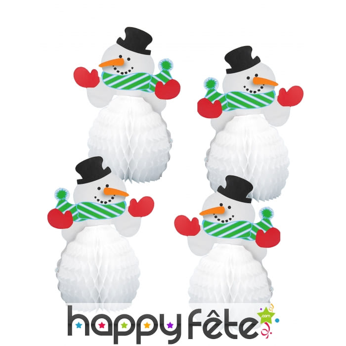 4 Mini Bonhomme de neige centre de table, 15cm