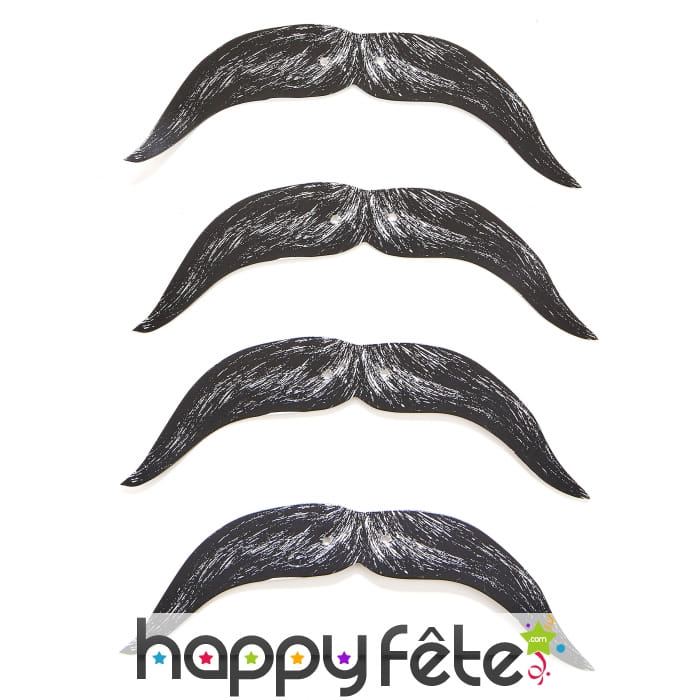 4 Moustaches en carton sur élastique pour enfant