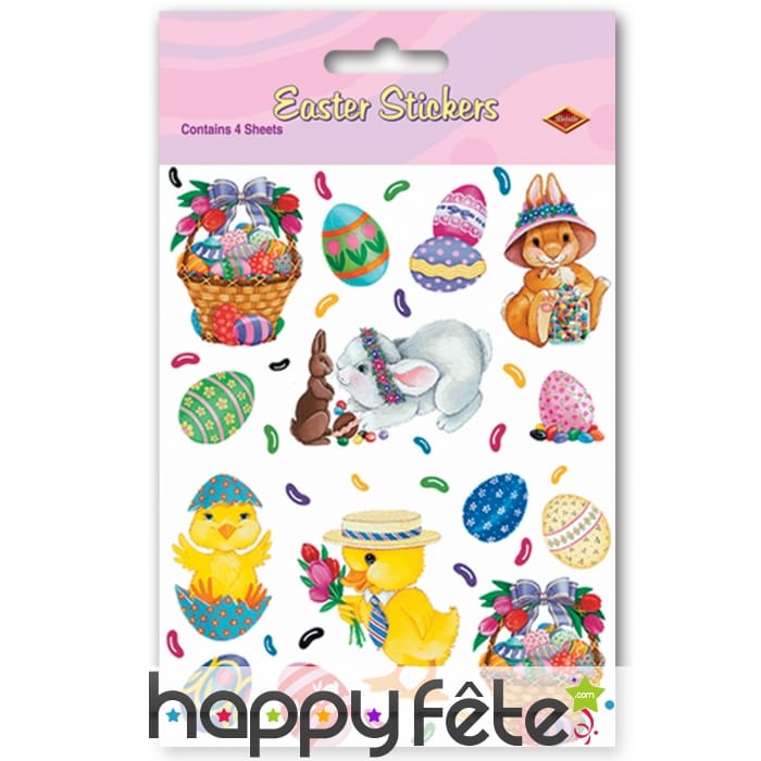 4 planches de stickers de pâques