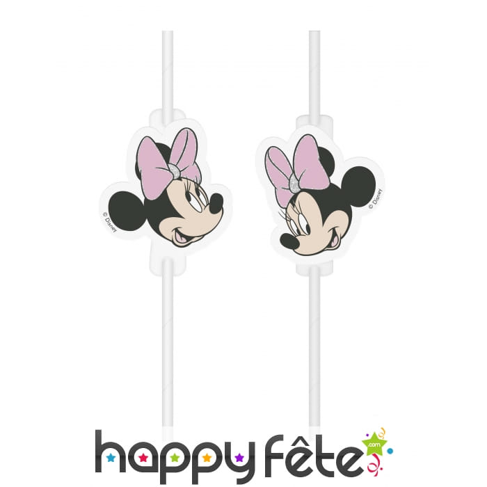4 Pailles Minnie en plastique
