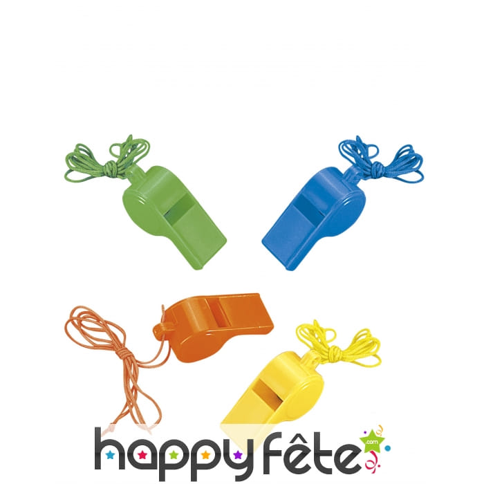 4 sifflets jouets multicolores