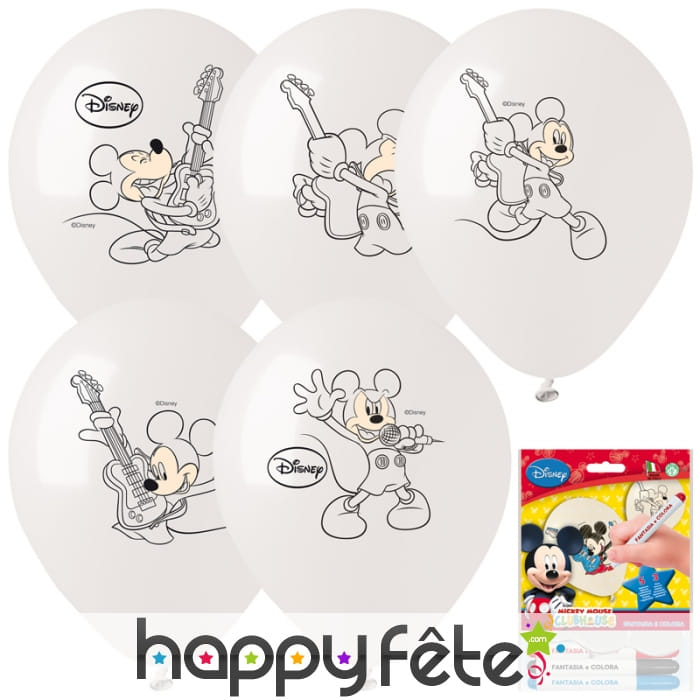 5 ballons à colorier Mickey Mouse
