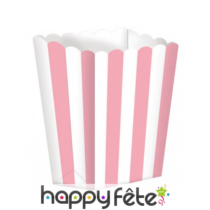 5 Boîtes à popcorn rose et blanc