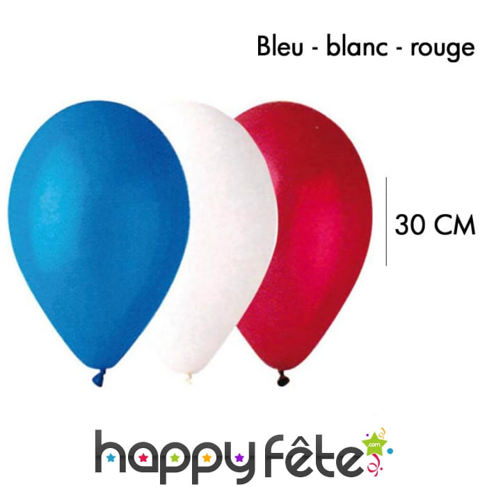 50 Ballons bleu-blanc-rouge, 30cm