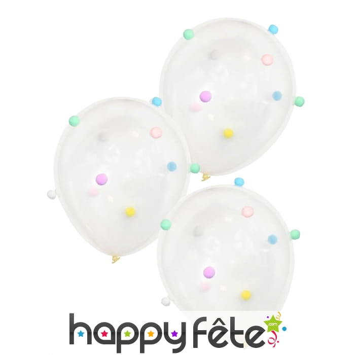5 Ballons confettis transparents de 30cm