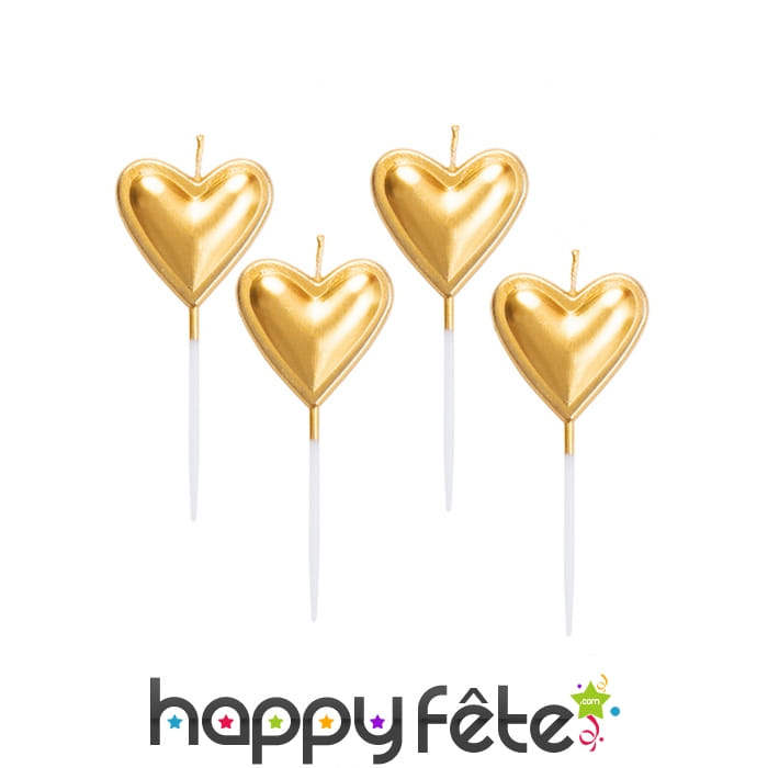 5 Bougies coeur dorée de 8 cm